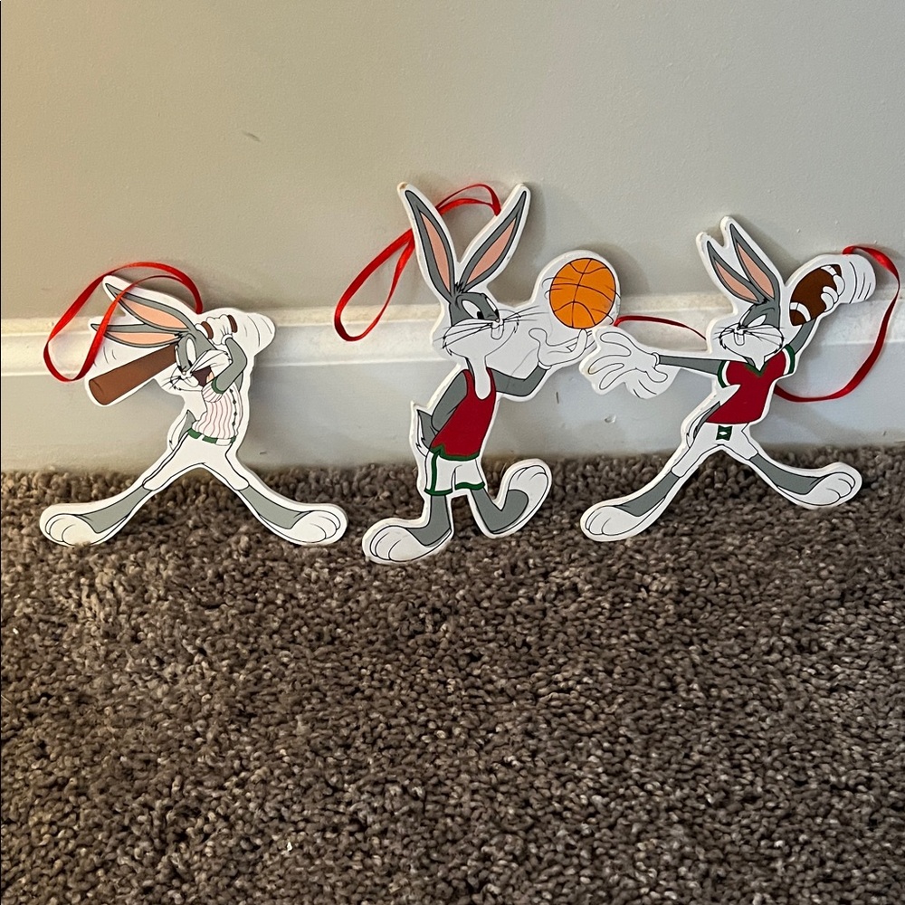 Bugs Bunny Christmas Sports Ornaments Football Baseball Basketball
